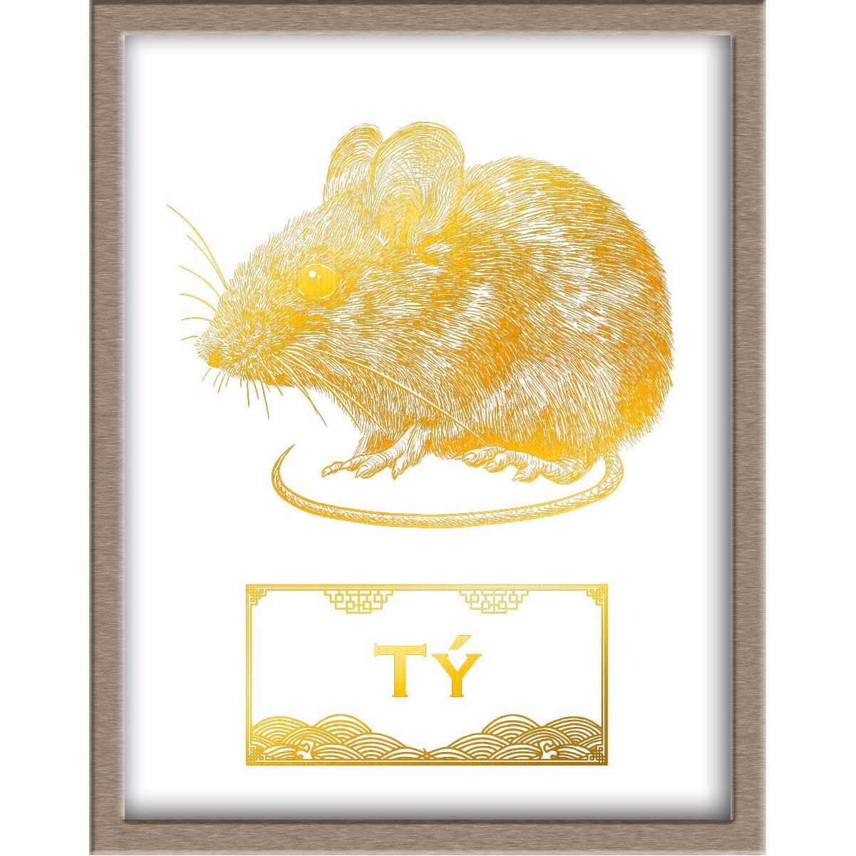 Vietnamese Zodiac Foiled Print - 01 - Rat Posters, Prints, & Visual Artwork JoyousJoyfulJoyness 