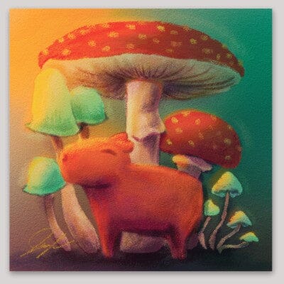 PREORDER Capybara and Mushrooms Non-Holographic Matte Sticker Decorative Stickers JoyousJoyfulJoyness 