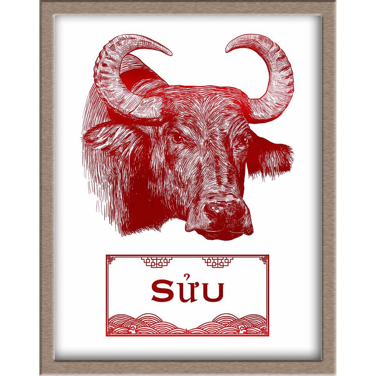 Vietnamese Zodiac Foiled Print - 02 - Ox Posters, Prints, & Visual Artwork JoyousJoyfulJoyness 