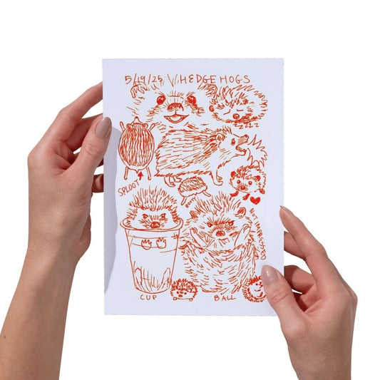 Detox Doodles Print - Hedgehogs - 5x7 Hand-Drawn Illustration Posters, Prints, & Visual Artwork JoyousJoyfulJoyness 