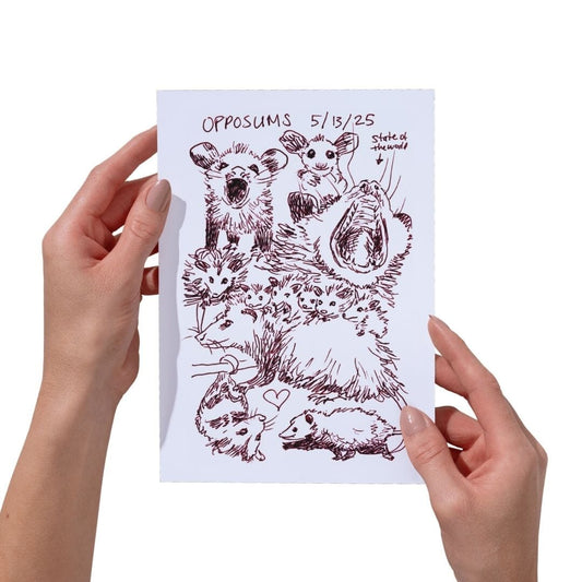 Detox Doodles Print - Opossums - 5x7 Hand-Drawn Illustration Posters, Prints, & Visual Artwork JoyousJoyfulJoyness 