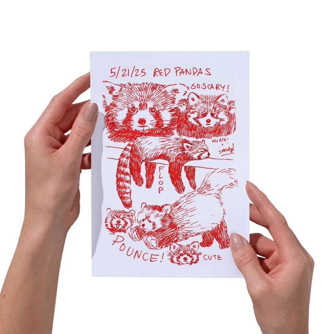 Detox Doodles Print - Red Pandas - 5x7 Hand-Drawn Illustration Posters, Prints, & Visual Artwork JoyousJoyfulJoyness 