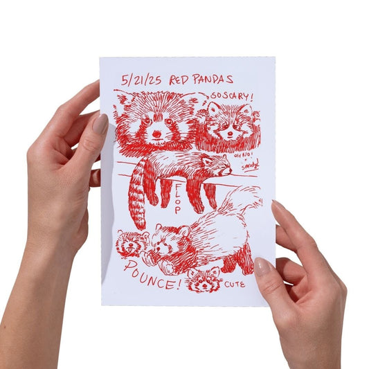 Detox Doodles Print - Red Pandas - 5x7 Hand-Drawn Illustration Posters, Prints, & Visual Artwork JoyousJoyfulJoyness 