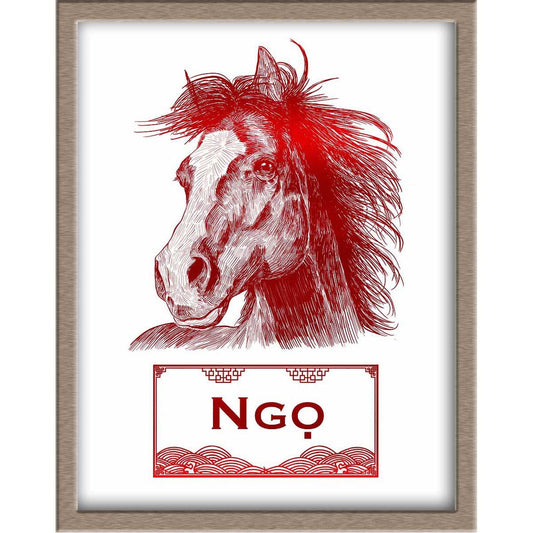 Vietnamese Zodiac Foiled Print - 07 - Horse Posters, Prints, & Visual Artwork JoyousJoyfulJoyness 