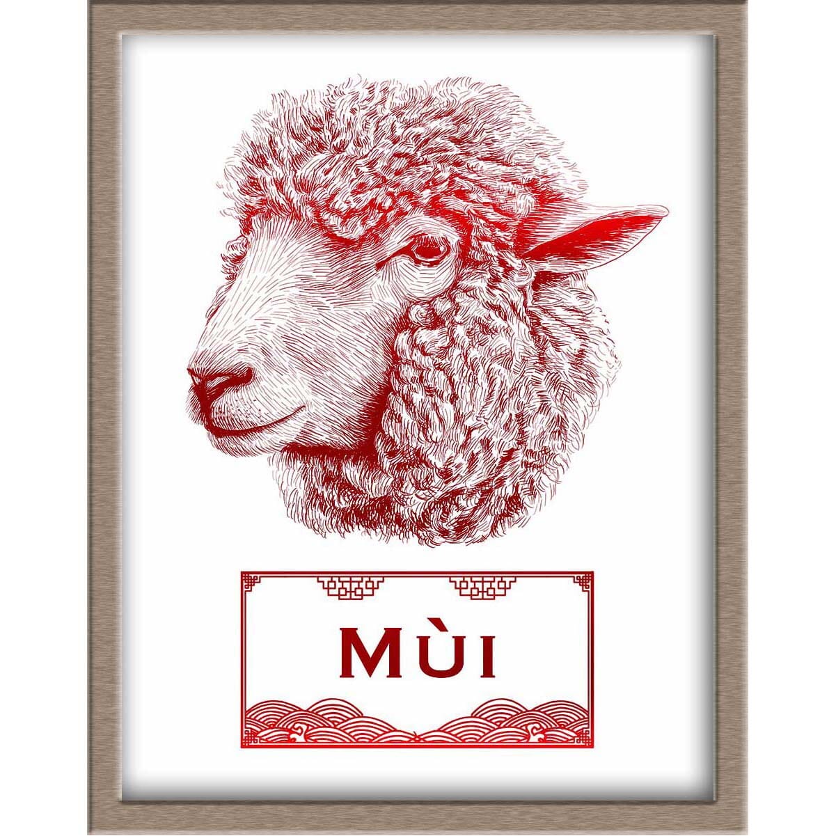 Vietnamese Zodiac Foiled Print - 08 - Goat Posters, Prints, & Visual Artwork JoyousJoyfulJoyness 