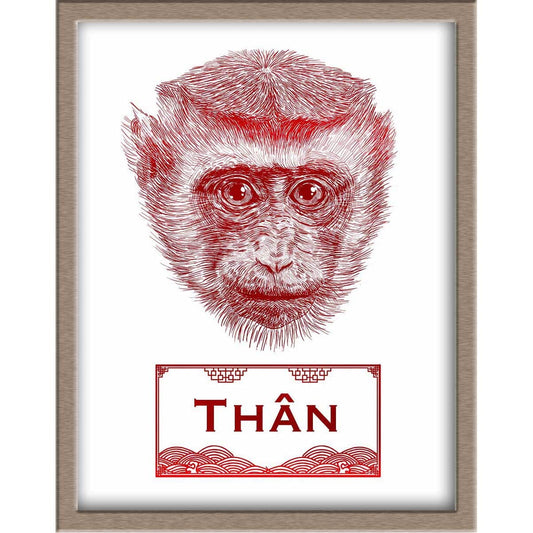 Vietnamese Zodiac Foiled Print - 09 - Monkey Posters, Prints, & Visual Artwork JoyousJoyfulJoyness 