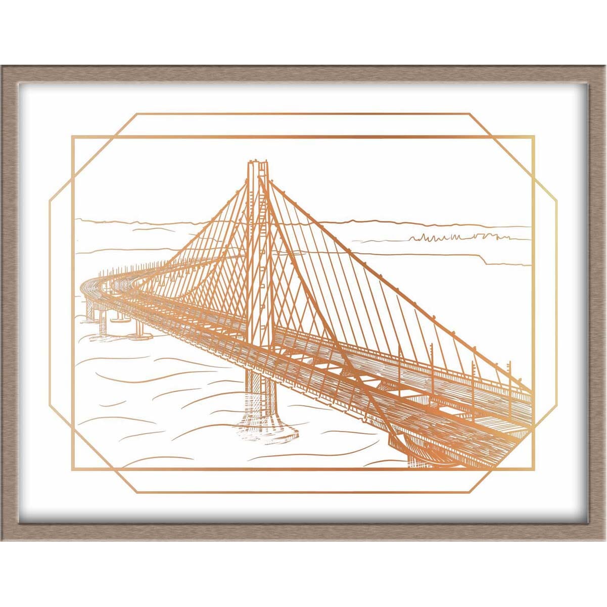 San Francisco's Bay Bridge Landmark Foiled Print Posters, Prints, & Visual Artwork JoyousJoyfulJoyness 
