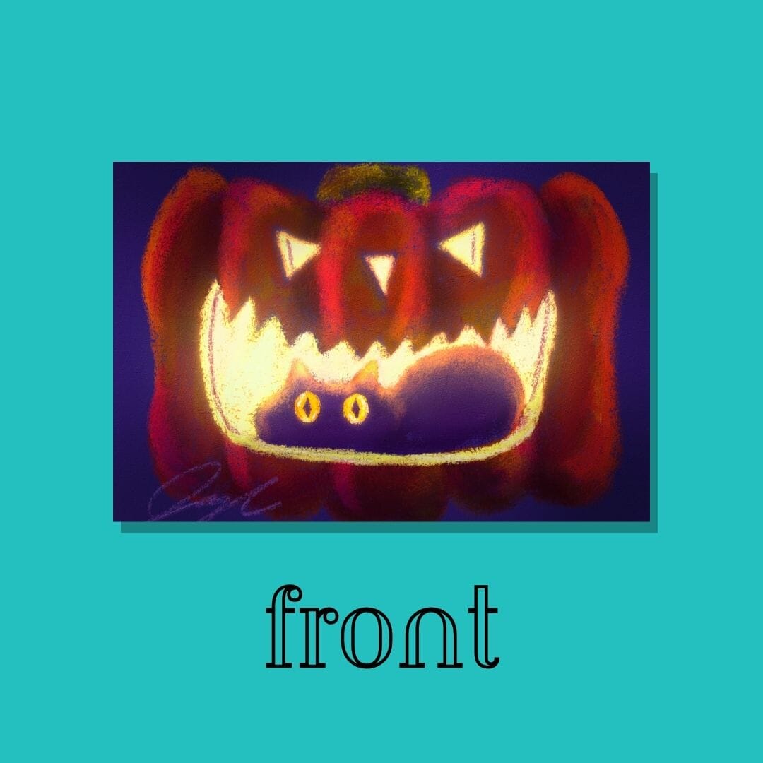 Black Cat in Pumpkin Postcard - Postcard with Black Cat in a Jack O'Lantern (Limited Quantities) Postcards JoyousJoyfulJoyness 
