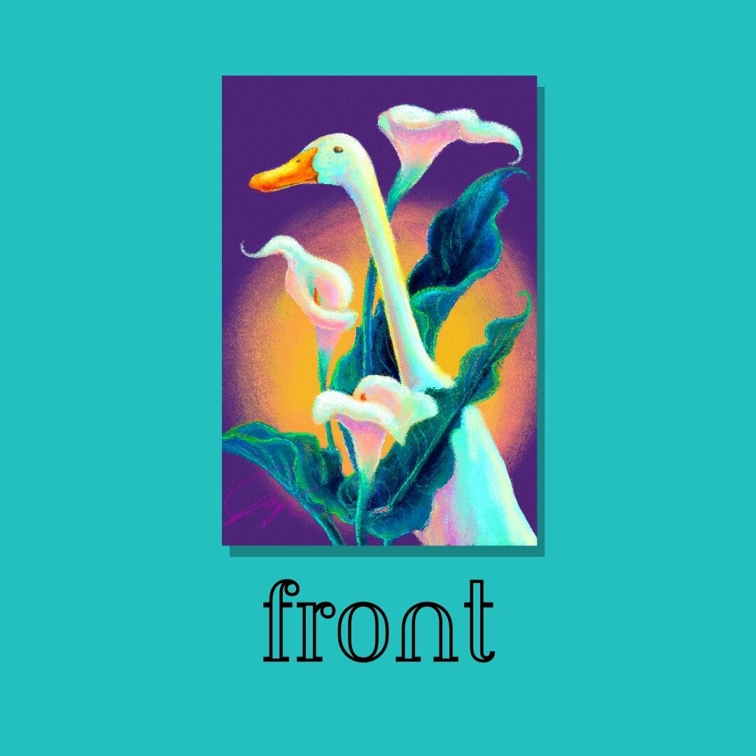 "Calla Runner" Postcard - Postcard with a Runner Duck and Calla Lilies (Limited Quantities) Postcards JoyousJoyfulJoyness 