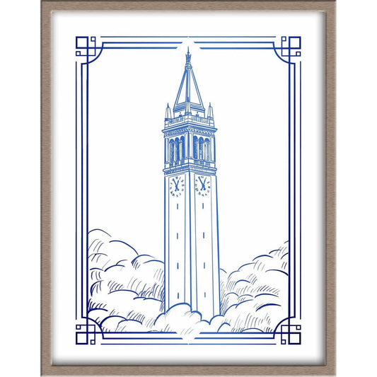 University of California, Berkeley's Sather Tower/Campanile Landmark Foiled Print Posters, Prints, & Visual Artwork JoyousJoyfulJoyness 