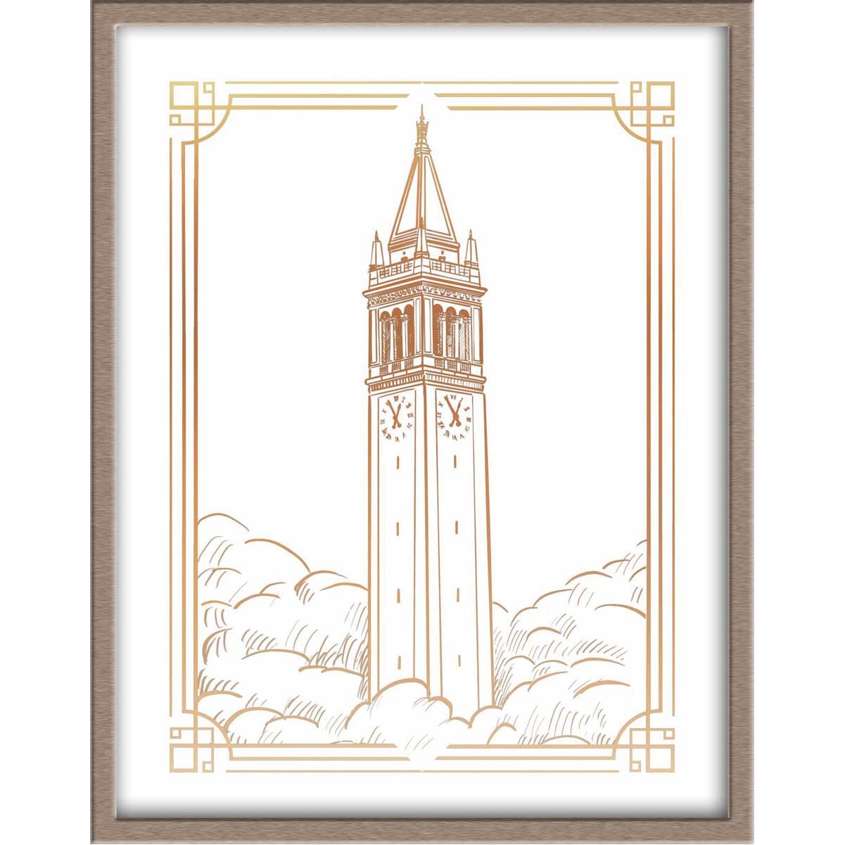 University of California, Berkeley's Sather Tower/Campanile Landmark Foiled Print Posters, Prints, & Visual Artwork JoyousJoyfulJoyness 