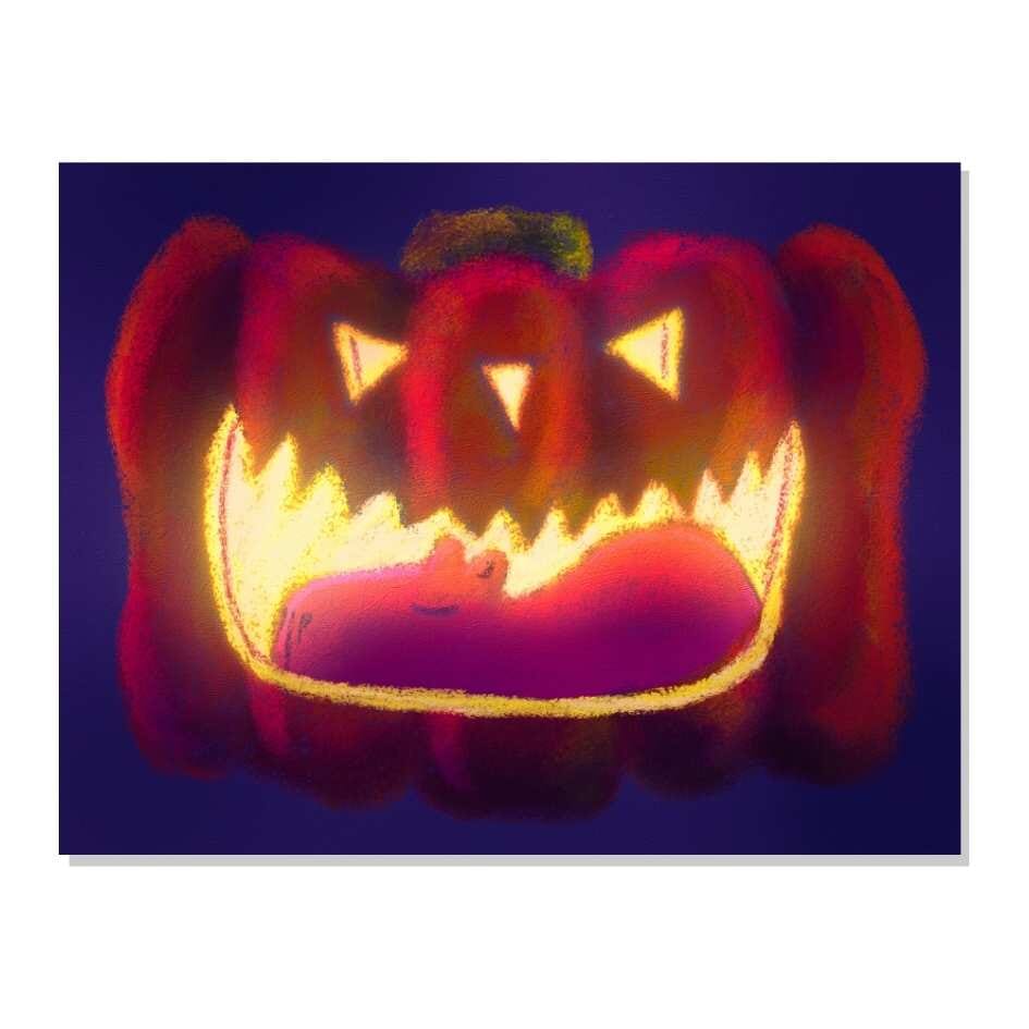 Capybara in a Pumpkin Non-Holographic Matte Sticker Decorative Stickers JoyousJoyfulJoyness 