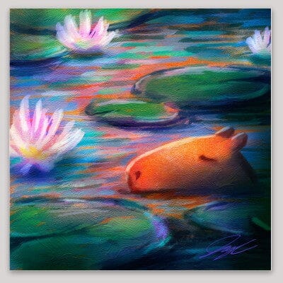 PREORDER Capybara Among the Lilies Non-Holographic Matte Sticker Decorative Stickers JoyousJoyfulJoyness 