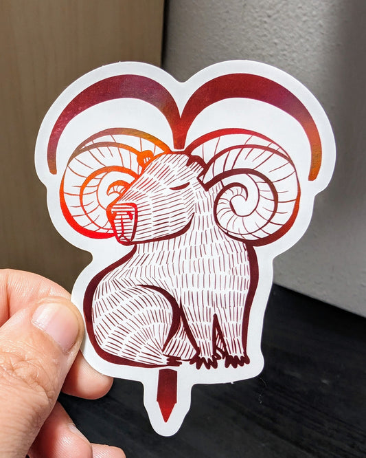 Capybara Zodiac Holographic Sticker - 01 - Aries Decorative Stickers JoyousJoyfulJoyness 