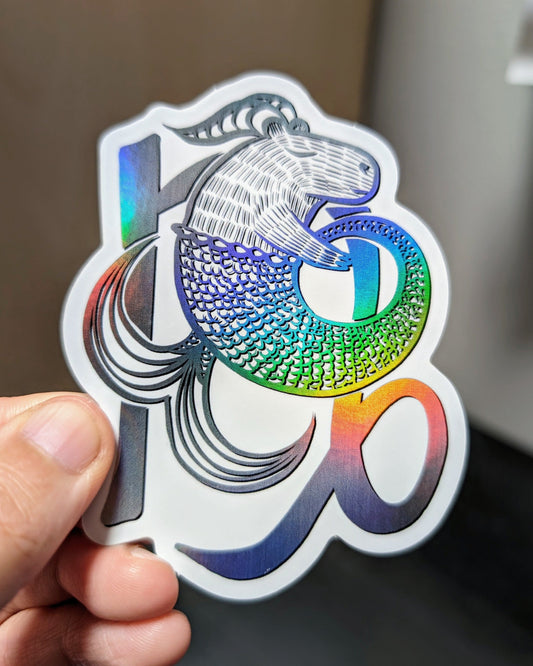 Capybara Zodiac Holographic Sticker - 10 - Capricorn Decorative Stickers JoyousJoyfulJoyness 