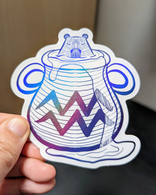 Capybara Zodiac Holographic Sticker - 11 - Aquarius Decorative Stickers JoyousJoyfulJoyness 