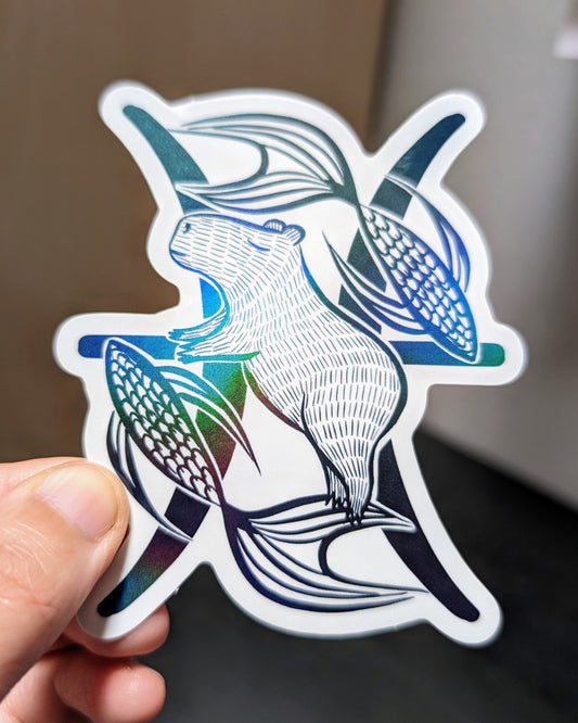 Capybara Zodiac Holographic Sticker - 12 - Pisces Decorative Stickers JoyousJoyfulJoyness 