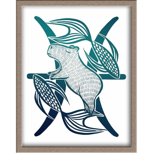 Capybara Zodiac Foiled Print - 12 - Pisces Posters, Prints, & Visual Artwork JoyousJoyfulJoyness 