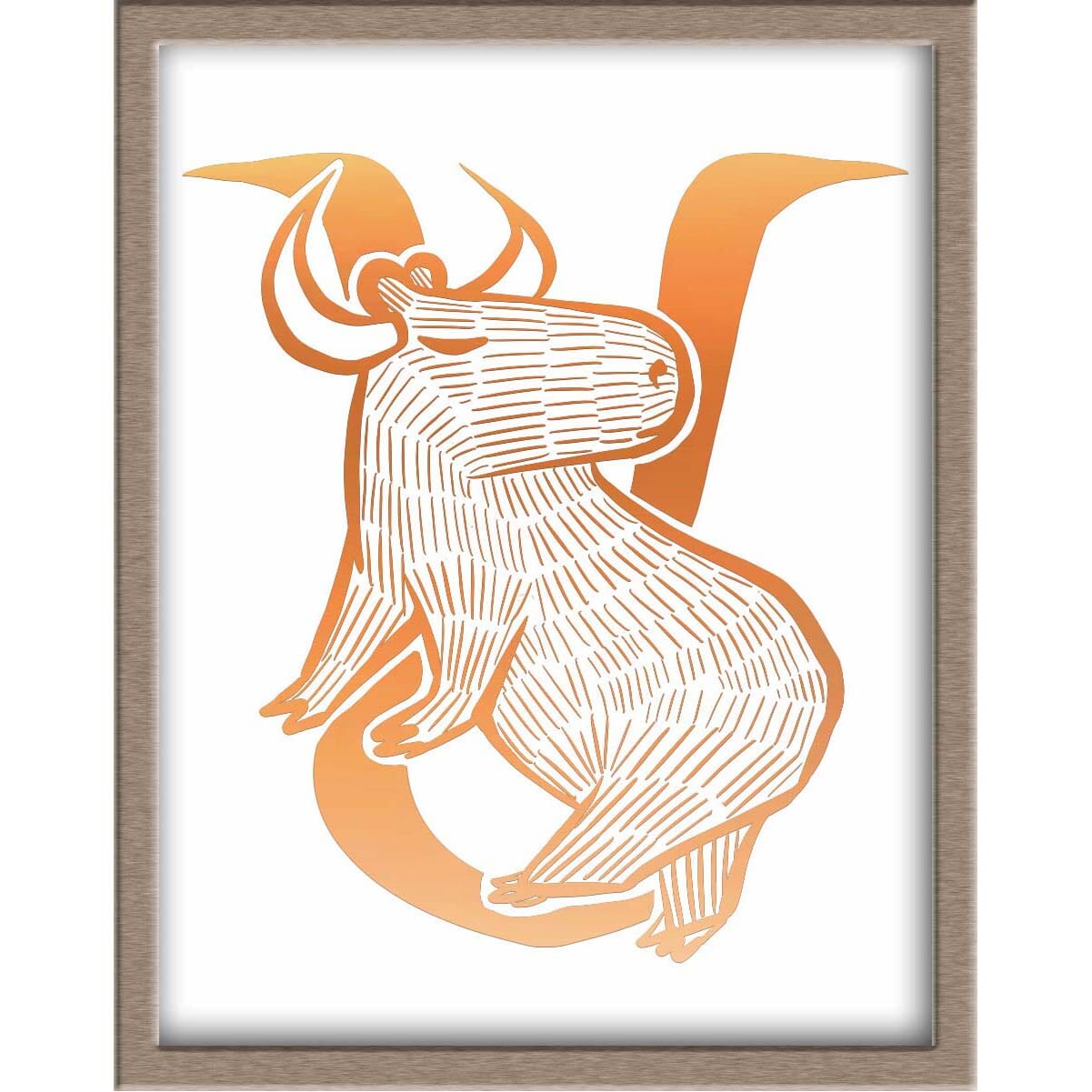 Capybara Zodiac Foiled Print - 02 - Taurus Posters, Prints, & Visual Artwork JoyousJoyfulJoyness 