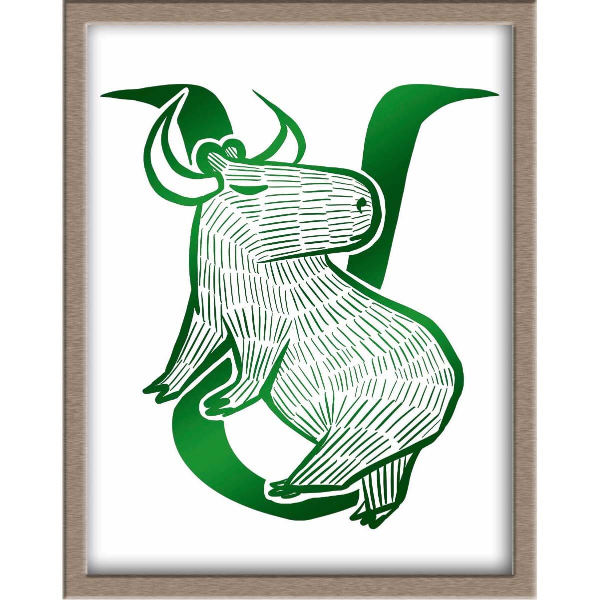 Capybara Zodiac Foiled Print - 02 - Taurus Posters, Prints, & Visual Artwork JoyousJoyfulJoyness 