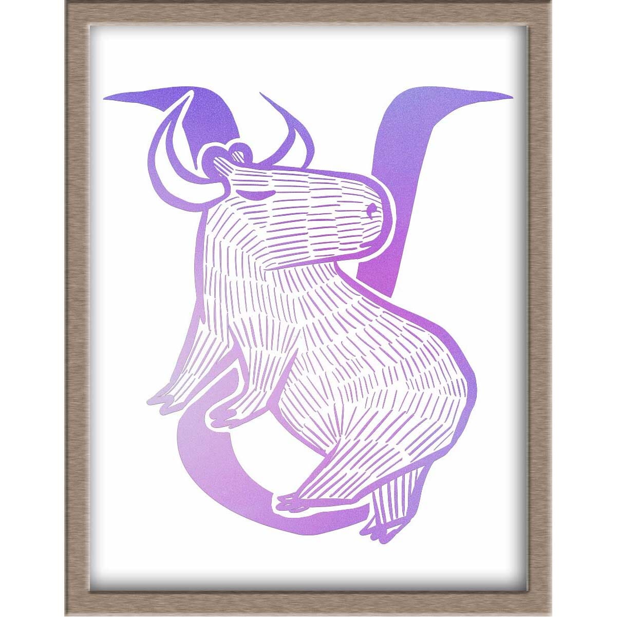 Capybara Zodiac Foiled Print - 02 - Taurus Posters, Prints, & Visual Artwork JoyousJoyfulJoyness 