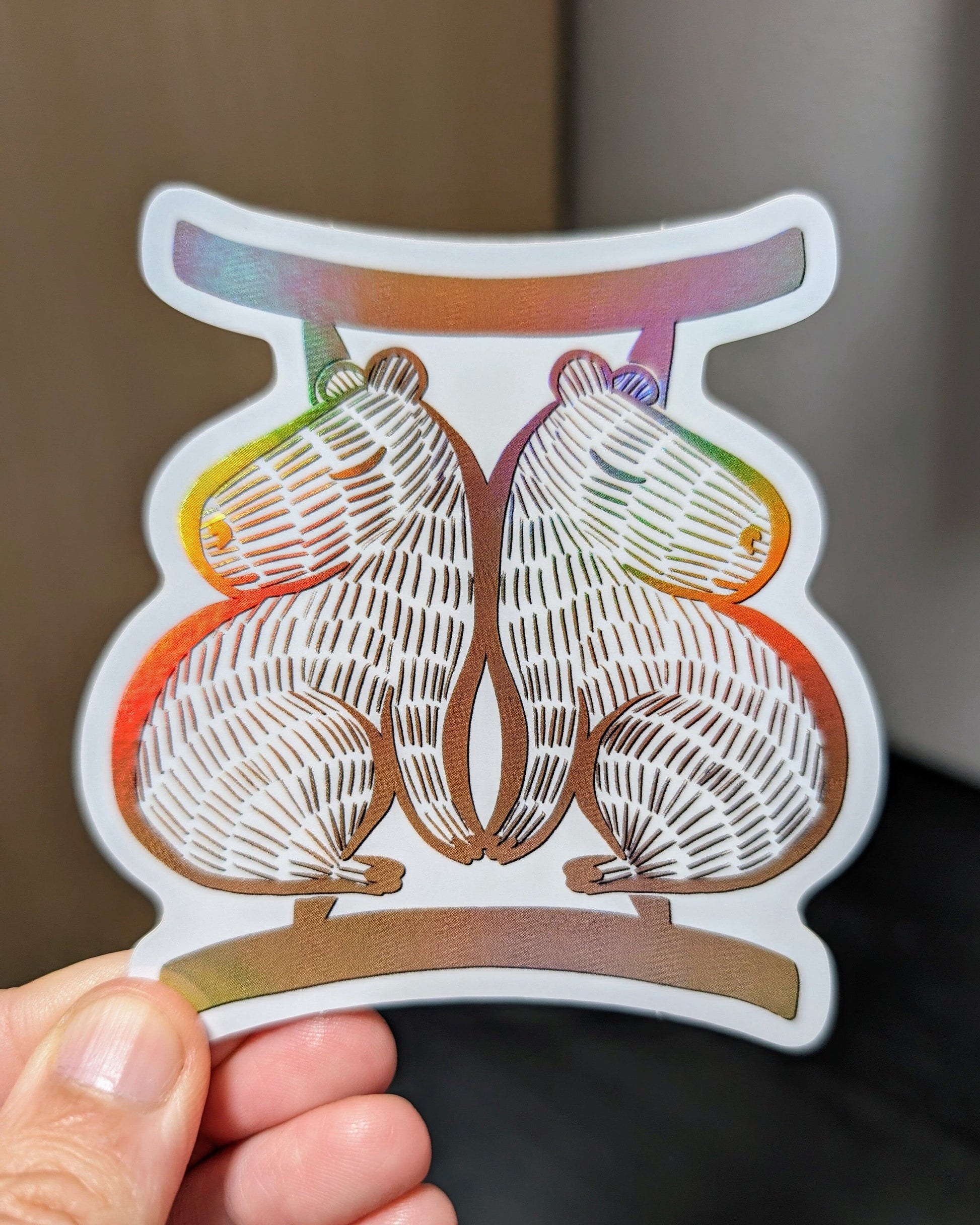 Capybara Zodiac Holographic Sticker - 03 - Gemini Decorative Stickers JoyousJoyfulJoyness 