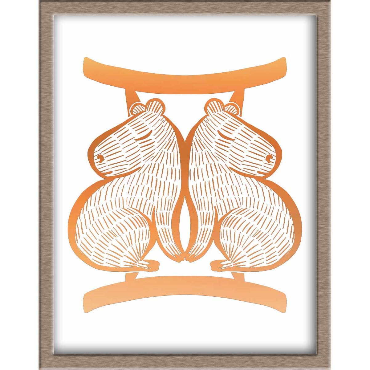 Capybara Zodiac Foiled Print - 03 - Gemini Posters, Prints, & Visual Artwork JoyousJoyfulJoyness 