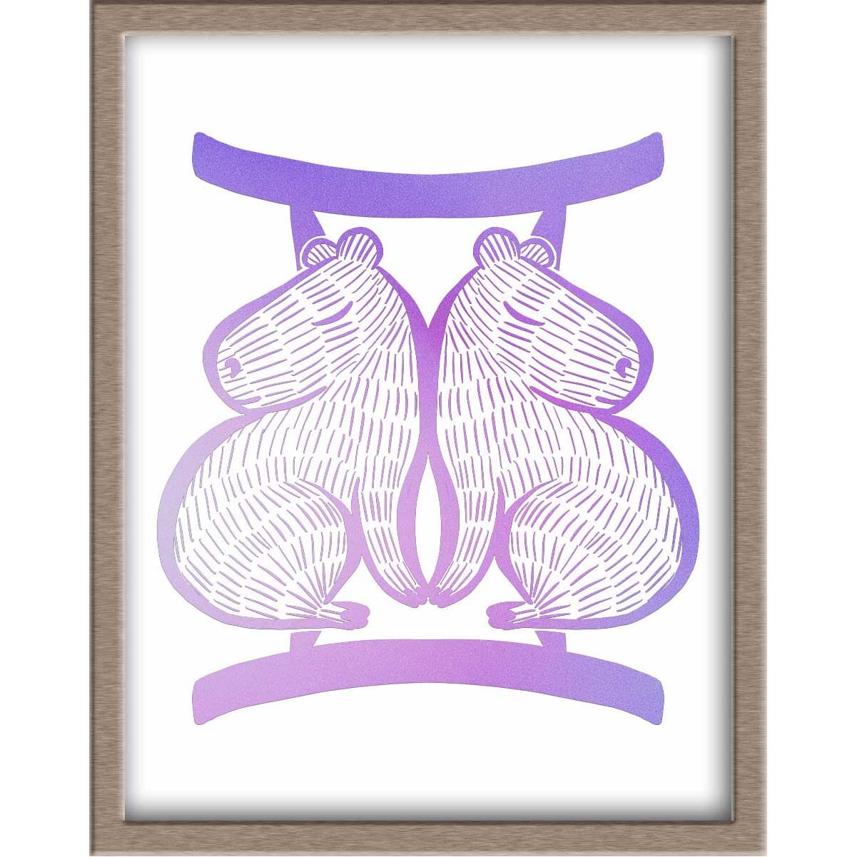 Capybara Zodiac Foiled Print - 03 - Gemini Posters, Prints, & Visual Artwork JoyousJoyfulJoyness 