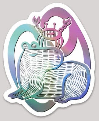 PREORDER Capybara Zodiac Holographic Sticker - 04 - Cancer Decorative Stickers JoyousJoyfulJoyness 