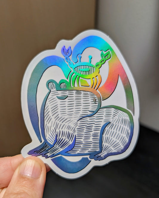 Capybara Zodiac Holographic Sticker - 04 - Cancer Decorative Stickers JoyousJoyfulJoyness 