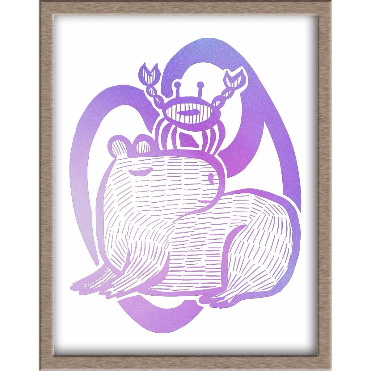 Capybara Zodiac Foiled Print - 04 - Cancer Posters, Prints, & Visual Artwork JoyousJoyfulJoyness 