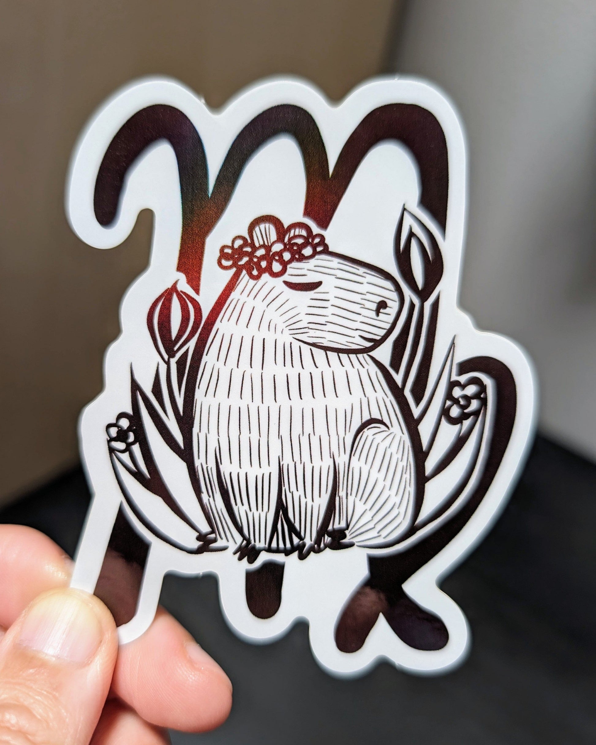 Capybara Zodiac Holographic Sticker - 06 - Virgo Decorative Stickers JoyousJoyfulJoyness 