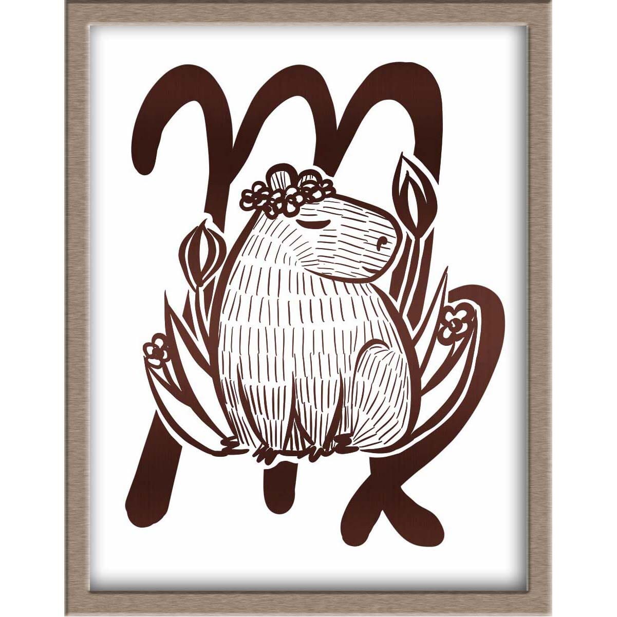 Capybara Zodiac Foiled Print - 06 - Virgo Posters, Prints, & Visual Artwork JoyousJoyfulJoyness 