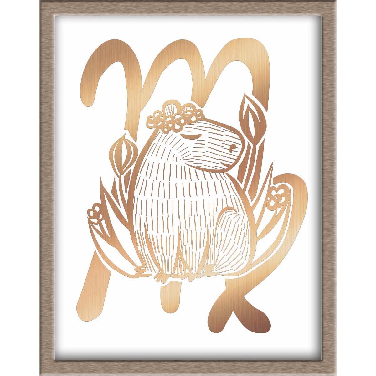 Capybara Zodiac Foiled Print - 06 - Virgo Posters, Prints, & Visual Artwork JoyousJoyfulJoyness 