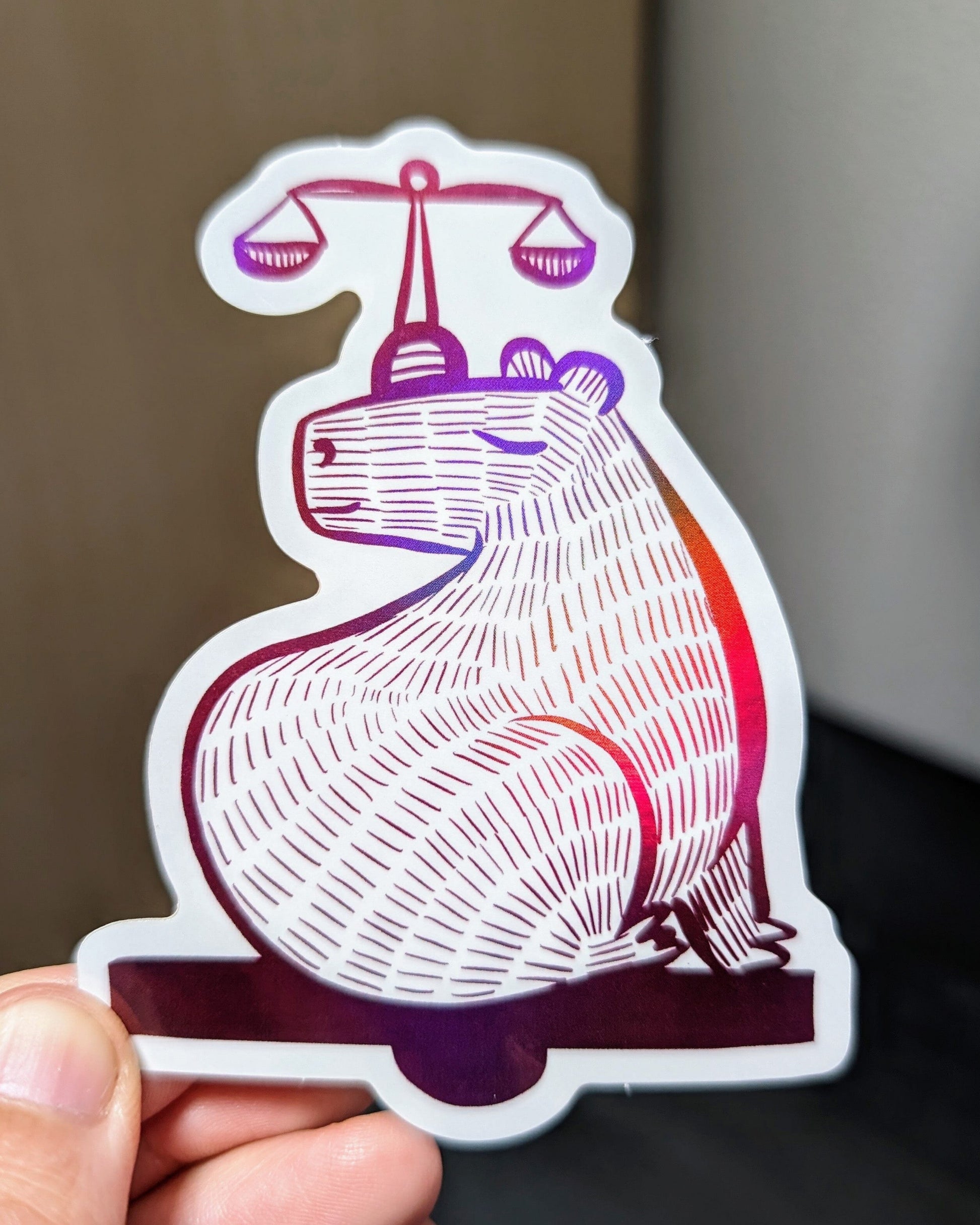 Capybara Zodiac Holographic Sticker - 07 - Libra Decorative Stickers JoyousJoyfulJoyness 
