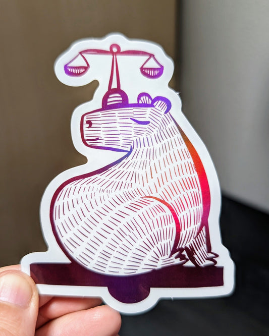 Capybara Zodiac Holographic Sticker - 07 - Libra Decorative Stickers JoyousJoyfulJoyness 