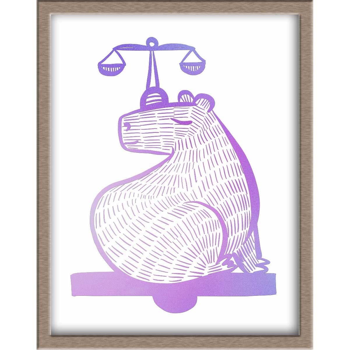 Capybara Zodiac Foiled Print - 07 - Libra Posters, Prints, & Visual Artwork JoyousJoyfulJoyness 