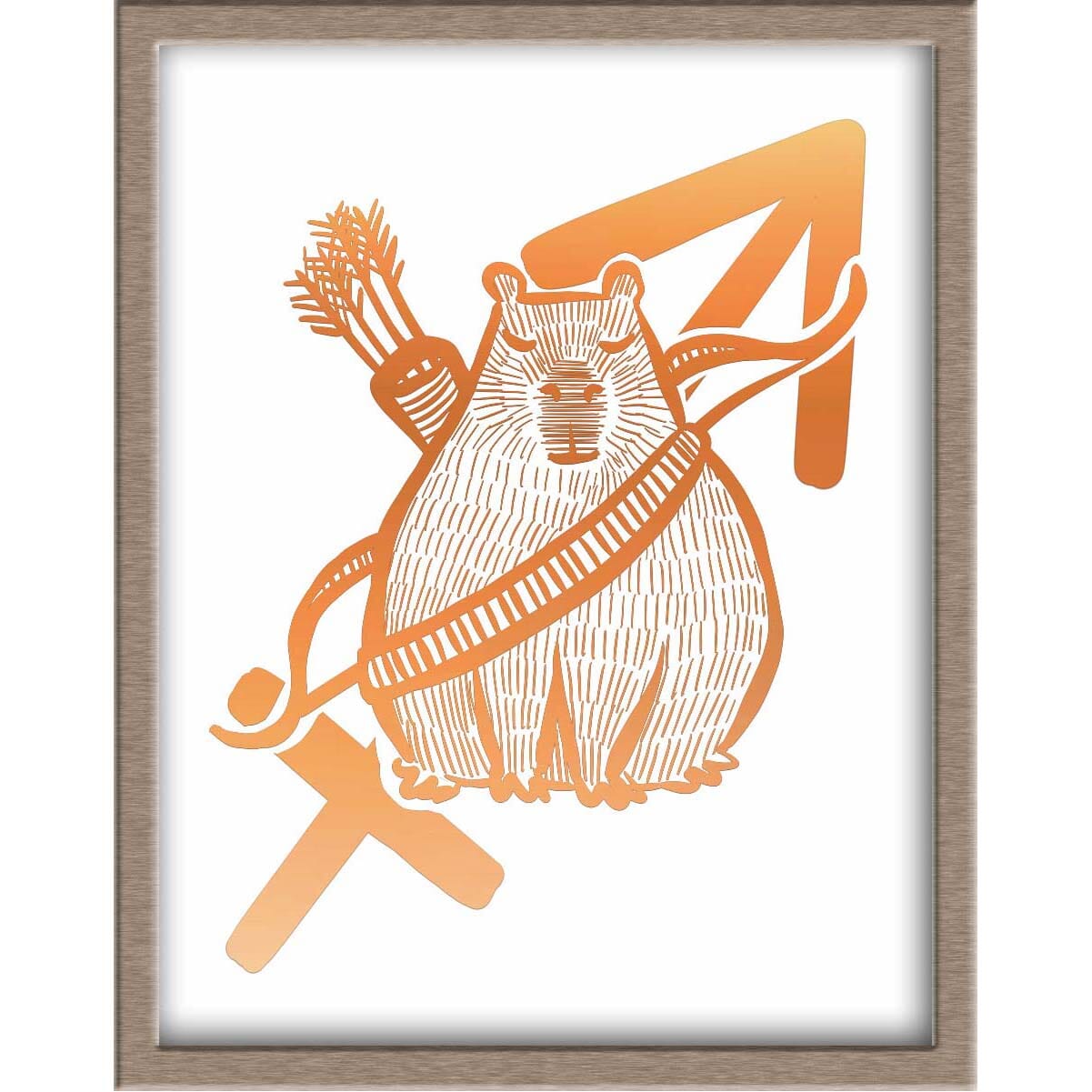 Capybara Zodiac Foiled Print - 09 - Sagittarius Posters, Prints, & Visual Artwork JoyousJoyfulJoyness 