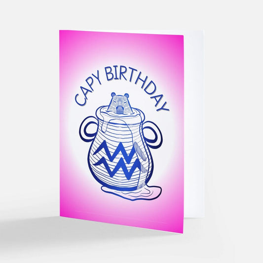 Capybara Zodiac - 11 - Aquarius Birthday Card (Limited Quantities) Greeting Card JoyousJoyfulJoyness 