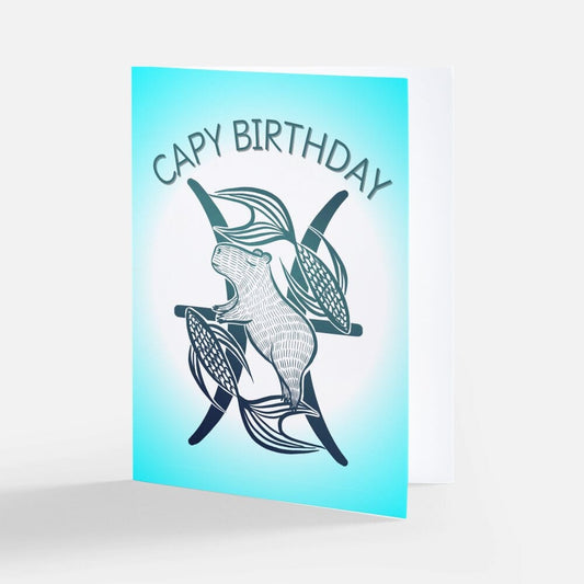 Capybara Zodiac - 12 - Pisces Birthday Card (Limited Quantities) Greeting Card JoyousJoyfulJoyness 