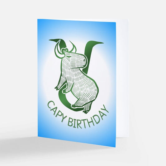 Capybara Zodiac - 02 - Taurus Birthday Card (Limited Quantities) Greeting Card JoyousJoyfulJoyness 