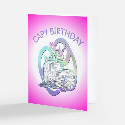 Capybara Zodiac - 04 - Cancer Birthday Card (Limited Quantities) Greeting Card JoyousJoyfulJoyness 