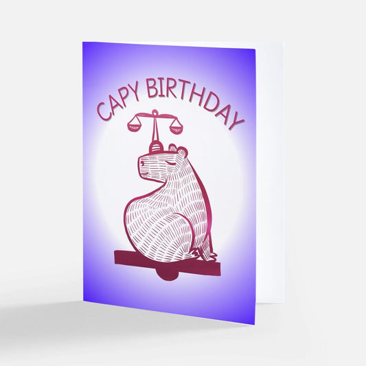 Capybara Zodiac - 07 - Libra Birthday Card (Limited Quantities) Greeting Card JoyousJoyfulJoyness 
