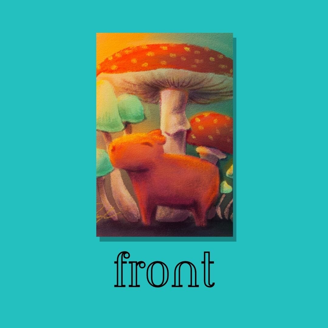 Capybara and Mushrooms Postcard - Postcard with a Capybara Standing Under Mushrooms (Limited Quantities) Postcards JoyousJoyfulJoyness 