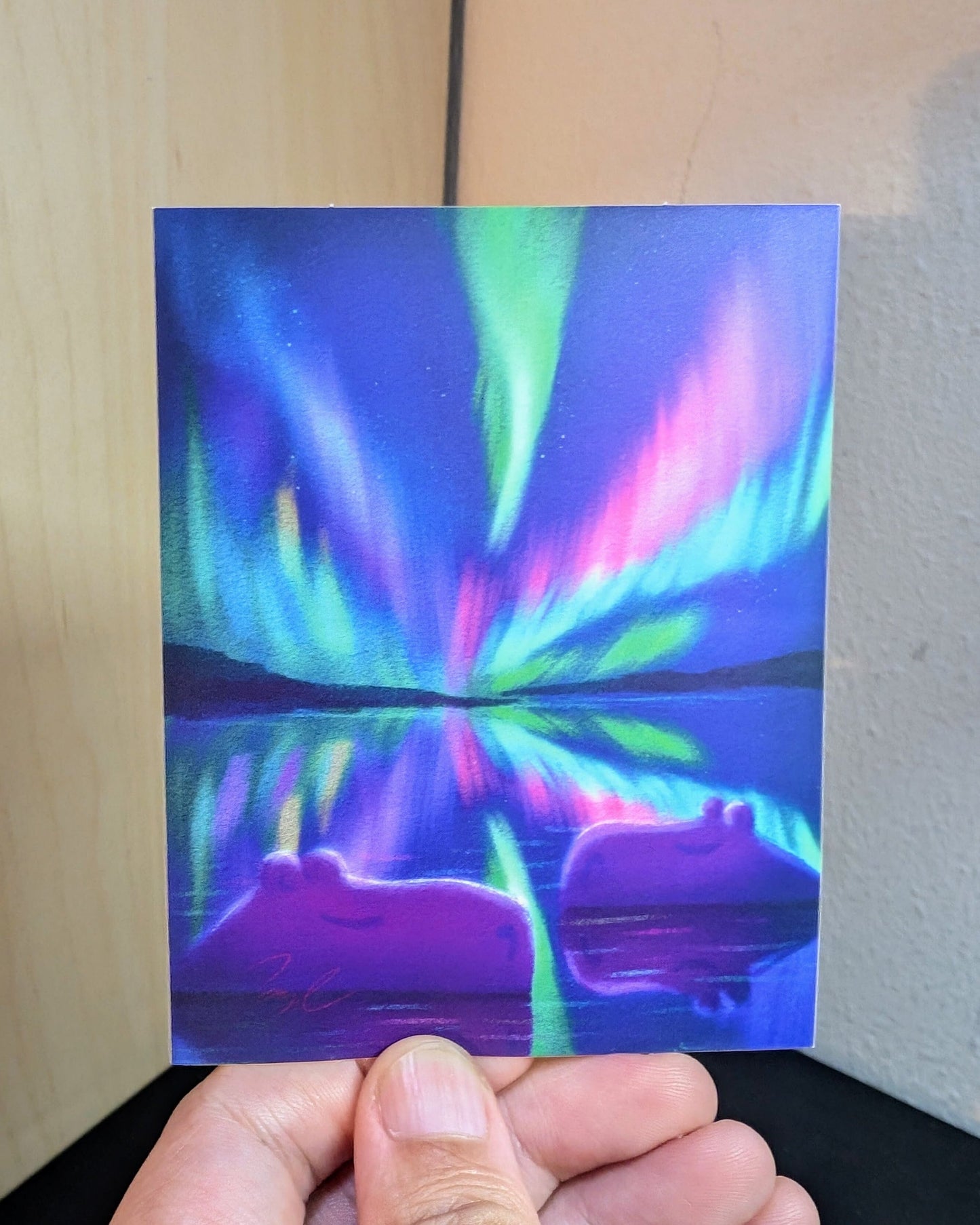 Capybaras and Northern Lights Non-Holographic Matte Sticker Decorative Stickers JoyousJoyfulJoyness 
