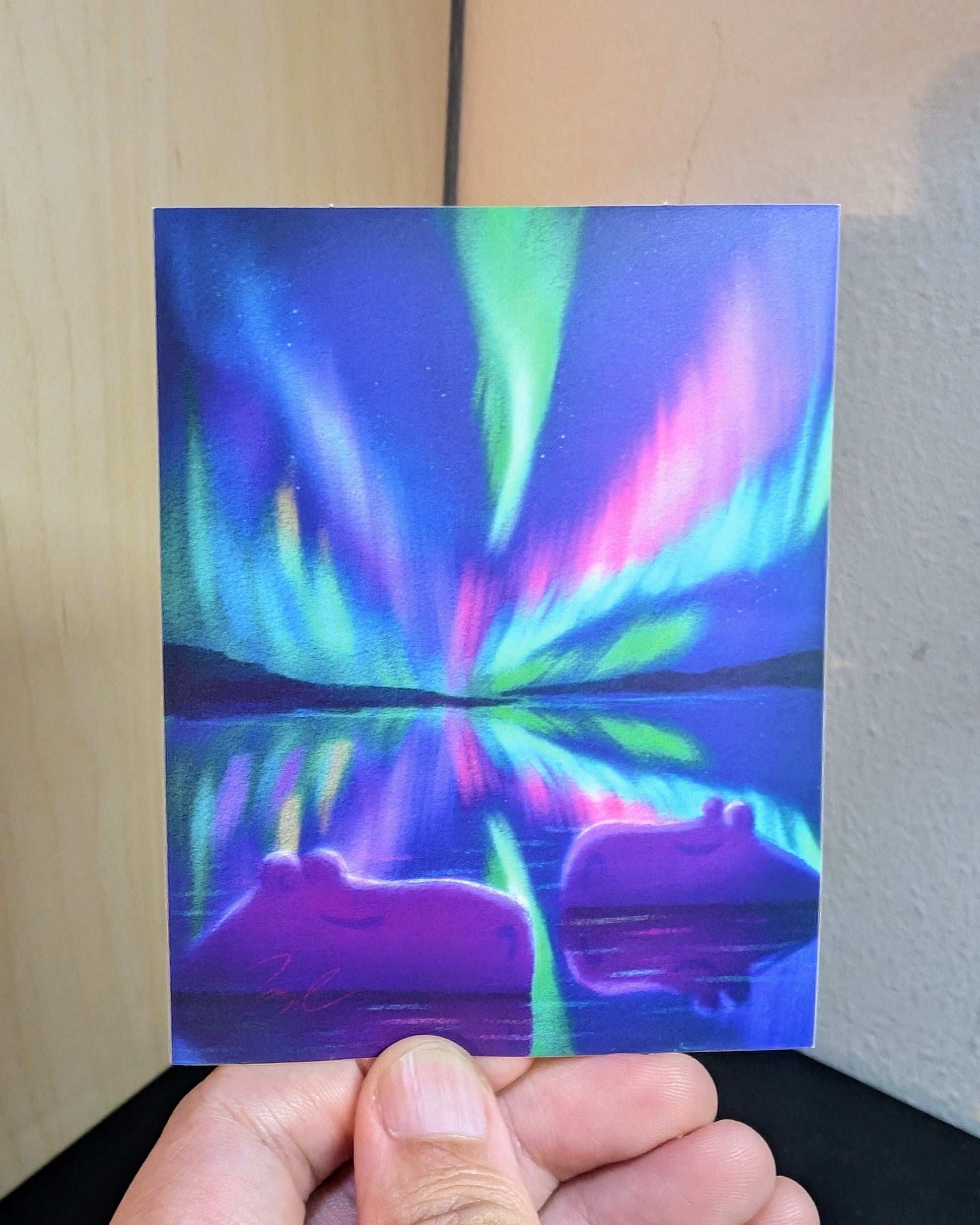 Capybaras and Northern Lights Non-Holographic Matte Sticker Decorative Stickers JoyousJoyfulJoyness 