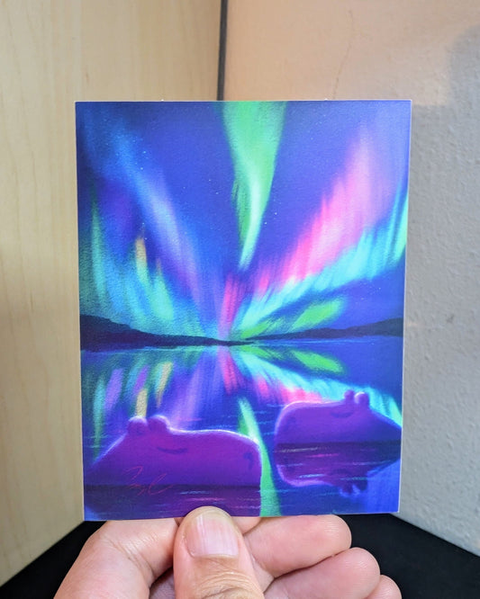 Capybaras and Northern Lights Non-Holographic Matte Sticker Decorative Stickers JoyousJoyfulJoyness 