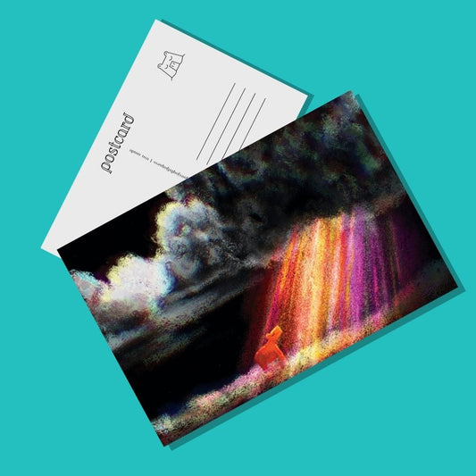 Capybara and the Storm Postcard - Postcard with a Calm Capybara Facing a Raging Storm (Limited Quantities) Postcards JoyousJoyfulJoyness 