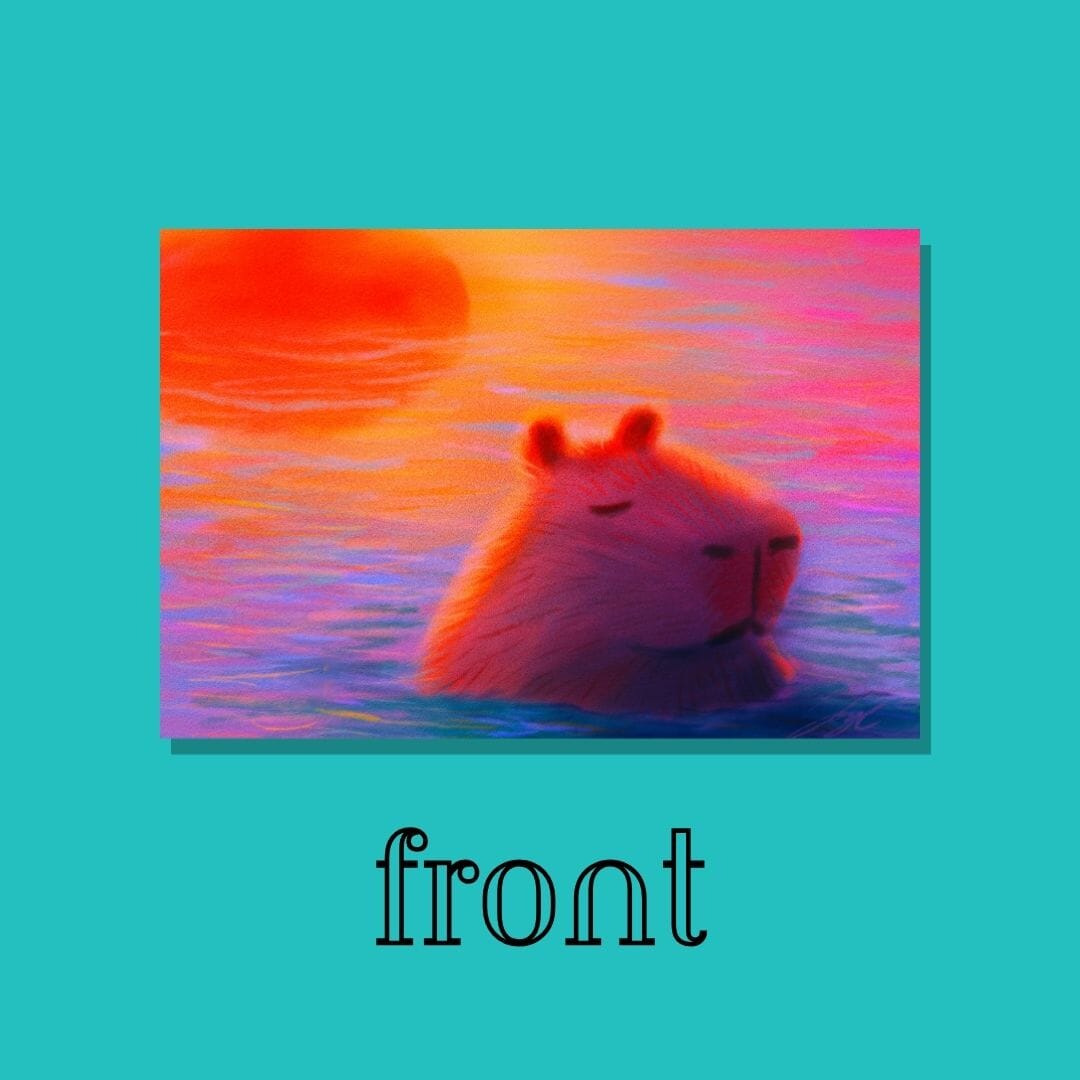 Capybara at Sunset Postcard - Postcard with a Capybara Sleeping in Sunset-Colored Waters (Limited Quantities) Postcards JoyousJoyfulJoyness 