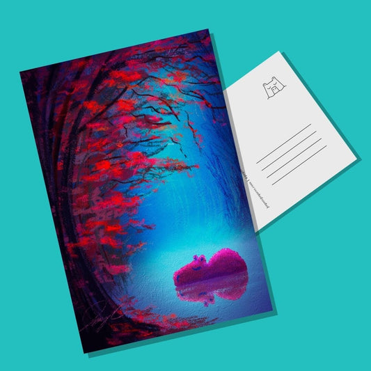 Four Seasons Collection - "Capybara in Fall" Postcard - Postcard with a Capybara Sleeping Under Fall Leaves (Limited Quantities) Postcards JoyousJoyfulJoyness 